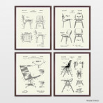 Eames Chairs Patent Collection // 4 Print Set // Warm Toned (8"W x 10"H)