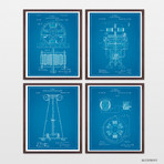 Tesla Patent Collection // 4 Print Set // Blueprint (8"W x 10"H)