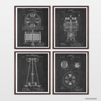 Tesla Patent Collection // 4 Print Set // Chalkboard (8"W x 10"H)