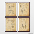 Guitars Patent Collection // 4 Print Set // Antique Paper (8"W x 10"H)