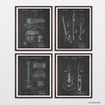 Guitars Patent Collection // 4 Print Set // Chalkboard (8"W x 10"H)