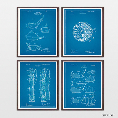 Golf Patent Collection // 4 Print Set // Blueprint (8"W x 10"H)