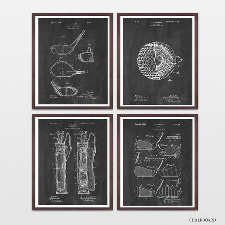 Golf Patent Collection // 4 Print Set // Chalkboard (8"W x 10"H)