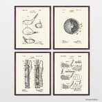 Golf Patent Collection // 4 Print Set // Warm Toned (8"W x 10"H)