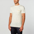 Loft 604 // Linen Blend Short Sleeve Crew + Contrast Pocket // White (M)