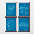 Harley Davidson Patent Collection // 4 Print Set // Blueprint (8"W x 10"H)