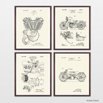 Harley Davidson Patent Collection // 4 Print Set // Warm Toned (8"W x 10"H)