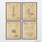 Football Patent Collection // 4 Print Set // Antique Paper (8" W x 10" H)