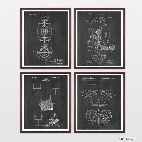 Football Patent Collection // 4 Print Set // Chalkboard (8" W x 10" H)