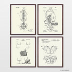 Football Patent Collection // 4 Print Set // Warm Toned (8" W x 10" H)