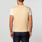 Cashmere Blend Herringbone Waistcoat // Beige (2XL)