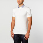 Cashmere Blend Woven Collar Polo // White (S)