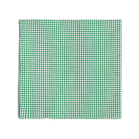 Pocket Square // Green + White Dot