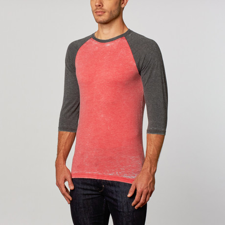 Burnout Crew Neck Raglan // Red Heather + Black Heather (S)