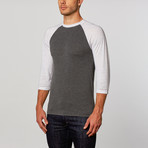 Burnout Crew Neck Raglan // Black Heather + White (XL)