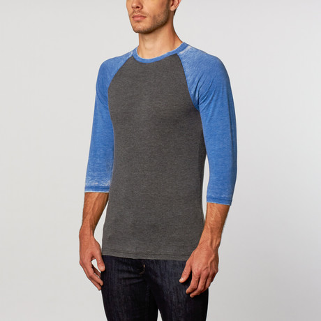 Burnout Crew Neck Raglan // Black Heather + Speed Blue Heather (S)