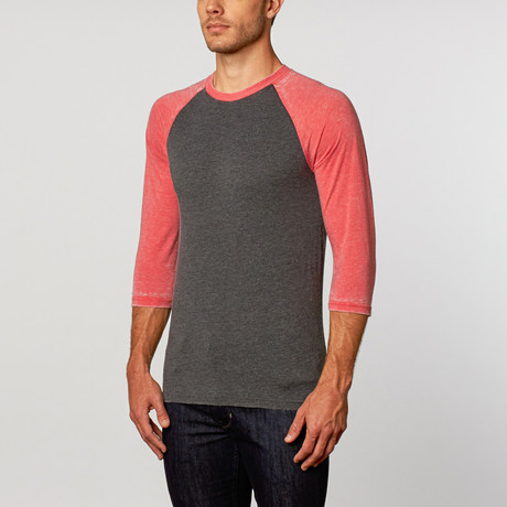 Burnout Crew Neck Raglan // Black Heather + Red Heather (S)