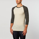 Triblend Crew Neck Raglan // White Heather + Onyx Heather (M)