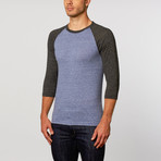 Triblend Crew Neck Raglan // Royal Heather + Onyx Heather (XL)