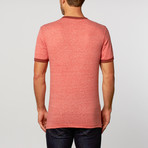 Triblend Ringer Tee // Chili Red Heather + Red Heather (XL)