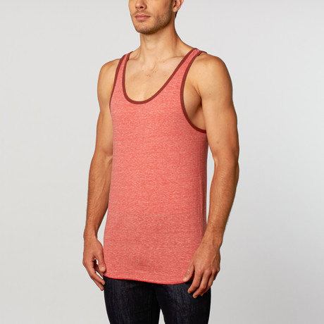 Triblend Ringer Tank // Chili Red Heather + Red Heather (S)