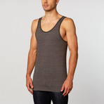 Triblend Ringer Tank // Charcoal Heather + Onyx Heather (S)