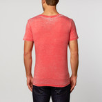 Burnout V-Neck Tee // Red Heather (M)