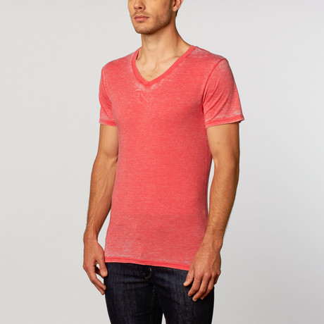 Burnout V-Neck Tee // Red Heather (S)