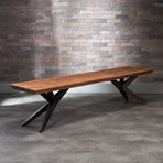 Chana Bench + X Shape Metal Legs // Light Brown (78"L x 16"W x 18"H)