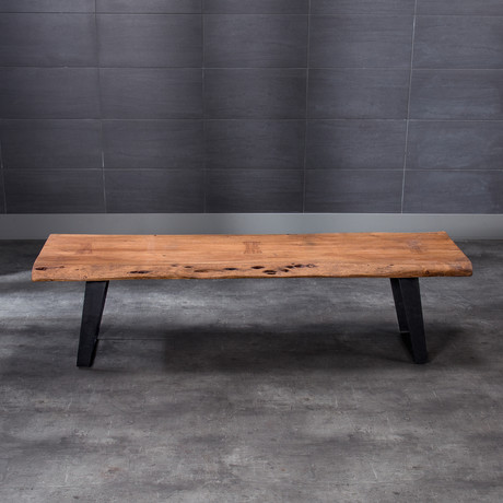 Olive Bench + Metal Legs (Light Brown)