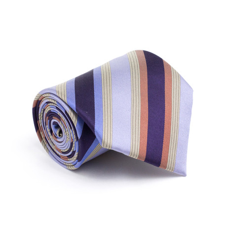 Vintage Hermes Tie // Blue + Salmon + Tan Stripe