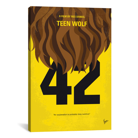 Teen Wolf Minimal Movie Poster (18"W x 26"H x 0.75"D)