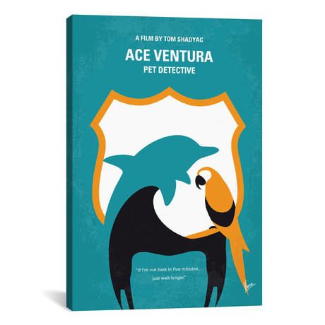 Ace Ventura: Pet Detective Minimal Movie Poster (18"W x 26"H x 0.75"D)