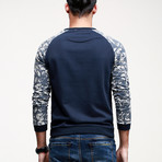 Floral Sleeve Sweater // Navy (S)