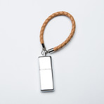 Braided Leather USB Keychain // Beige