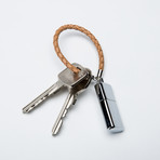 Braided Leather USB Keychain // Beige