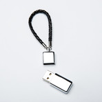 Braided Leather USB Keychain // Black