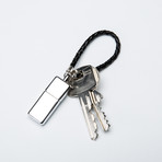 Braided Leather USB Keychain // Black