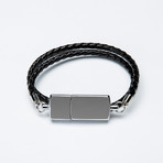 Double Leather USB Bracelet // Black (XS)