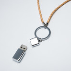 Braided Leather USB Keyring // Beige