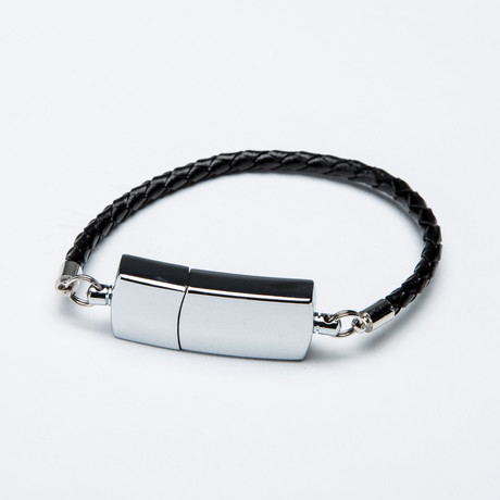 Single Leather USB Bracelet // Black (XS)