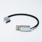 Single Leather USB Bracelet // Black (XS)
