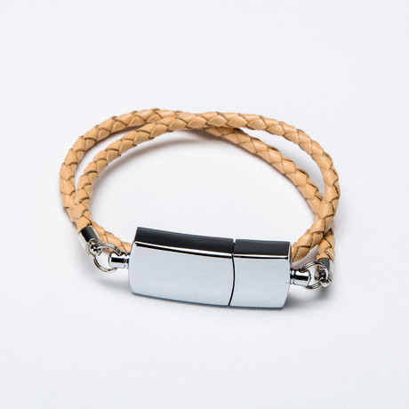 Double Leather USB Bracelet // Bleige (XS)