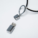 Braided Leather USB Keyring // Black