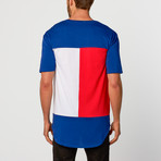 Brand Blocking Tee // Red + White + Blue (L)