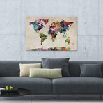 World Map Urban Watercolor II (26"W x 18"H x 0.75"D)