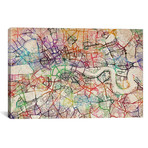 London Map Watercolor (26"W x 18"H x 0.75"D)