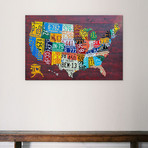 USA Recycled License Plate Map VII // Design Turnpike (26"W x 18"H x 0.75"D)