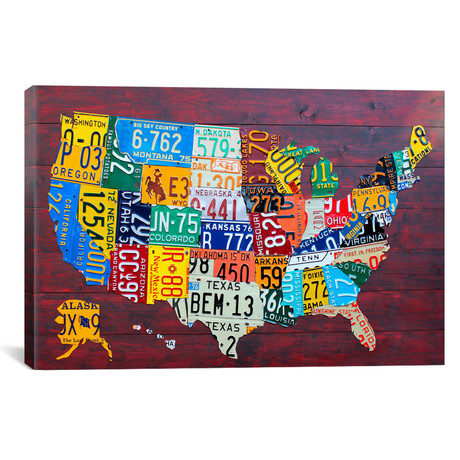 USA Recycled License Plate Map VII // Design Turnpike (26"W x 18"H x 0.75"D)