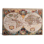 Antique World Map (26"W x 18"H x 0.75"D)